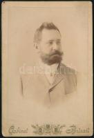 1890 Stelczer Endre, Kucsera István Pozsony szabad királyi város rendőrkapitánya helyettesének nagyméretű kabinetfotója, hátoldalon feliratokkal, 16×11 cm