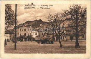 1928 Rozsnyó, Roznava; Városház, autóbusz / Mestsky dom / town hall, autobus