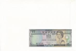 Fidzsi-szigetek 1987. 1$ borítékban, alkalmi bélyeggel és bélyegzéssel T:I 
Fiji 1987. 1 Dollar in ...