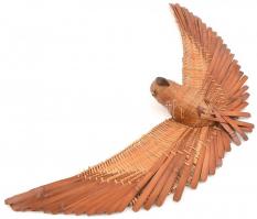 Kézzel készített, fonott dísz madár kitárt szárnyakkal, 71x26 cm