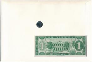 Paraguay "Chaco katona" érmés és bankjegyes, pecsételt boríték benne 1984. 1G rozsdamentes...