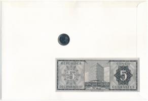 Paraguay "Folklór" érmés és bankjegyes, pecsételt boríték benne 1984. 5G rozsdamentesacél ...