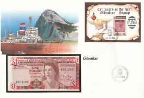Gibraltár 1983. 1Ł felbélyegzett borítékban, bélyegzéssel T:I Gibraltar 1983. 1 Pound in envelope with stamp and cancellation C:UNC