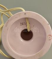 Német porcelán testű rózsaszín asztali lámpa, rózsás díszítéssel, ernyővel. Kézzel festett, jelzett,...