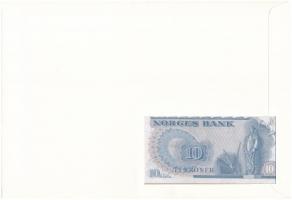 Norvégia 1977. 10K felbélyegzett borítékban, bélyegzéssel T:I 
Norway 1977. 10 Kroner in envelope w...