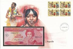 Kelet-Karibi Államok/Anguilla 1985-1988. 1$ felbélyegzett borítékban, bélyegzéssel T:I Eastern Caribbean States/Anguilla 1985-1988. 1 Dollar in envelope with stamp and cancellation C:UNC