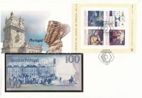 Portugália 1984. 100E felbélyegzett borítékban, bélyegzéssel T:I  Portugal 1984. 100 Esucodos in envelope with stamp and cancellation C:UNC