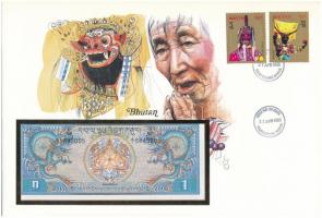 Bhutan 1N ~1981. felbélyegzett borítékban, bélyegzéssel T:I Bhutan ~1981. 1 Ngultrum in envelope with stamp and cancellation C:UNC