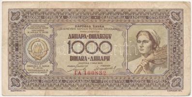 Jugoszlávia 1946. 1000D T:III Yugoslavia 1946. 1000 Dinara C:F Krause P#67