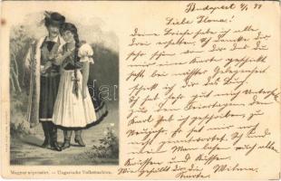 1899 Magyar népviselet / Ungarische Volktstrachten / Hungarian folklore art postcard. Rigler R.-T. litho (EK)