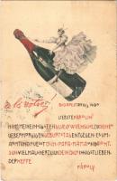 1900 A la votre! / Lady with champagne, New Year greeting (kis szakadás / small tear)