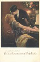 1923 Andante appassionato / Italian lady art postcard, romantic couple, kiss. Anna & Gasparini 460/1. s: T. Corbella