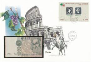 Olaszország 1982. 1000L felbélyegzett borítékban, bélyegzéssel T:1 Italy 1982. 1000 Lire in envelope with stamp and cancellation C:UNC