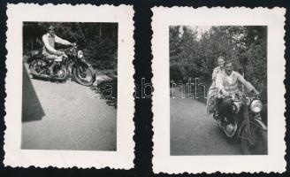 cca 1940 Motorkerékpárok, 2 db fotó, 7×5,5 cm