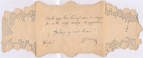 1903 Art Nouveau, floral, Emb. litho folding card (szakadás / tear)