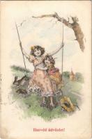 1914 Húsvéti üdvözlet / Easter greeting art postcard. Mary Mill Nr. 1255. (EK)