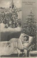 1914 Boldog karácsonyi ünnepeket! / WWI Austro-Hungarian K.u.K. military art postcard with Christmas greeting (EK)