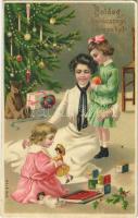 1912 Boldog karácsonyi ünnepeket / Christmas greeting art postcard. M.S.i.B. litho (EK)