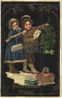 Boldog karácsonyi ünnepeket / Christmas greeting art postcard. litho (apró lyuk / tiny pinhole)