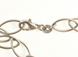 Ezüst (Ag) nagy szemű nyaklánc, kövekkel díszített A betűs medállal, jelzett, h: 49,5 cm, bruttó: 14...