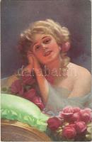 Lady art postcard s: Knoefel