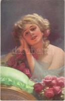 1920 Lady art postcard s: Knoefel