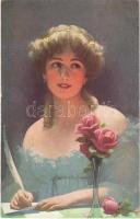 1920 Lady art postcard s: Knoefel