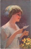 Lady art postcard s: Knoefel