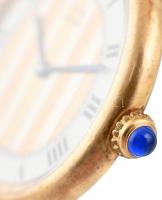 Cartier Must de Cartier Vermeil kvarc női karóra, aranyozott tokkal, köves koronával, pótolt bőr szí...