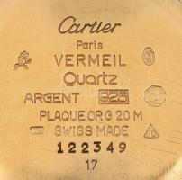 Cartier Must de Cartier Vermeil kvarc női karóra, aranyozott tokkal, köves koronával, pótolt bőr szí...
