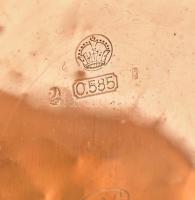 14K arany (Au) zsebóra. Működő,  jó állapotú szerkezettel, hibátlan számlappal, br 91,77 g, d:_52 mm