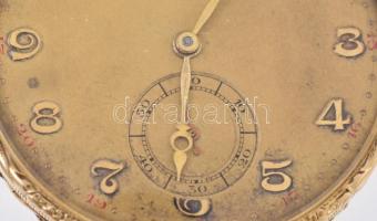 14K arany (Au) Doxa zsebóra működő, jó állapotban, szép állapotú tokkal. Jelzett  br: 65,6 g, d: 48 ...