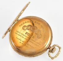 14K arany (Au) Doxa zsebóra működő, jó állapotban, szép állapotú tokkal. Jelzett  br: 65,6 g, d: 48 ...