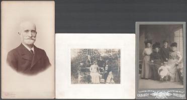 cca 1880-1900 A Walkó családról, Walkó Károlyról készült 3 db fotó kabinet méretben.