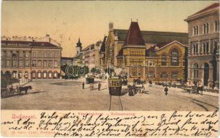 1903 Budapest IX. Vámházkörút, villamosok, Nádor szálloda. Ganz Antal 13.