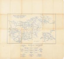 cca 1940 Magyarország vasúti térképe, a hivatalos menetrendkönyv melléklete, Balatoni vasúti és hajó...