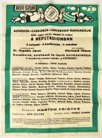 1965 Színészek-Újságírók Labdarúgó Rangadója a Népstadionban (SZÚR), plakát, Szűcs Pál grafikája, hajtott, gyűrődésekkel, foltos, 70×50 cm
