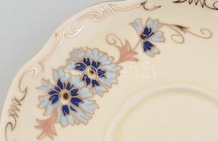 Zsolnay búzavirág mintás teás készlet. Kézzel festett, jelzett, mázrepedésekkel. Hat személyes