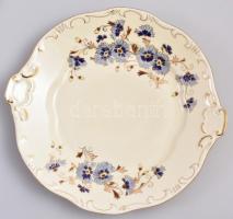 Zsolnay búzavirág mintás süteményes készlet. Kézzel festett, jelzett, mázrepedésekkel. Hat személyes