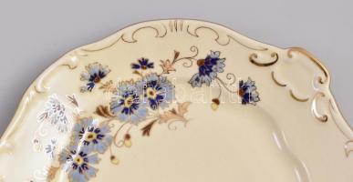 Zsolnay búzavirág mintás süteményes készlet. Kézzel festett, jelzett, mázrepedésekkel. Hat személyes