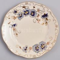 Zsolnay búzavirág mintás süteményes készlet. Kézzel festett, jelzett, mázrepedésekkel. Hat személyes