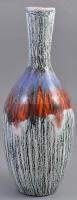 Iparművész mázas kerámia váza csíkos mázzal. Jelzett, hibátlan. 32 cm