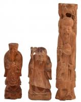 3 db keleti bölcs, faragott keményfa szobor. 11 cm, 13 cm, 20 cm