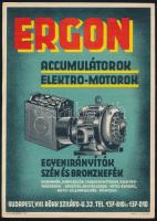 cca 1930 Bp. VIII., Ergon accumulátorok, elektromotorok kisplakát, 24×17 cm