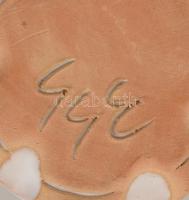 Győrbíró Enikő (1932-1999): Éneklő lány. Mázas kerámia váza, kézzel festett, jelzett, hibátlan. 20 c...