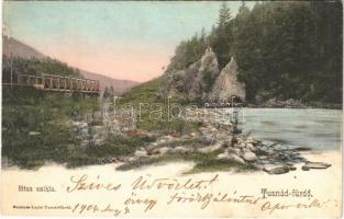1904 Tusnád-fürdő, Baile Tusnad; Etus szikla, híd. Brunner Lajos kiadása / rock, bridge
