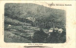 1905 Bálványosfürdő, Baile Balvanyos (Torja, Turia); hideg és meleg fürdő. Bogdán F. gényképész / spa (Rb)