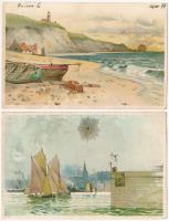 2 db RÉGI litho művész képeslap / 2 pre-1900 litho art motive poostcards