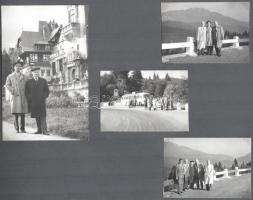 1961 Romániai utazás fotóalbuma, benne 52+6 db feket-fehér fotóval, 6x9 cm és 18x24 cm közötti méret...