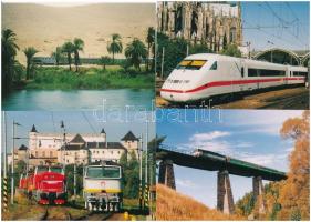 22 db MODERN motívum képeslap: külföldi vasutak, vonatok / 22 modern motive postcards: European and other railway, trains